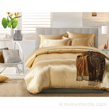 Bộ đồ giường bằng lụa nguyên chất Trung Quốc đặt màu rắn trực tiếp